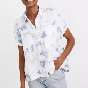 Madewell Lightspun Beachside Tie Dye Cotton Gauze Button Down Shirt Blouse XS